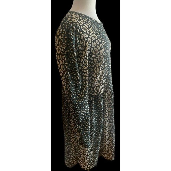 Zara Womens A Line Dress Green/Beige Animal Print Pattern Size Medium - Picture 4 of 9